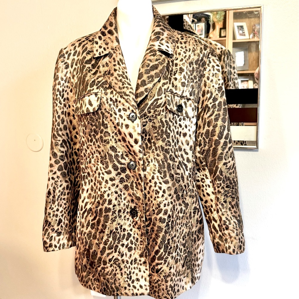 Chicos Jacard embroidered animal print jacket -3, XL